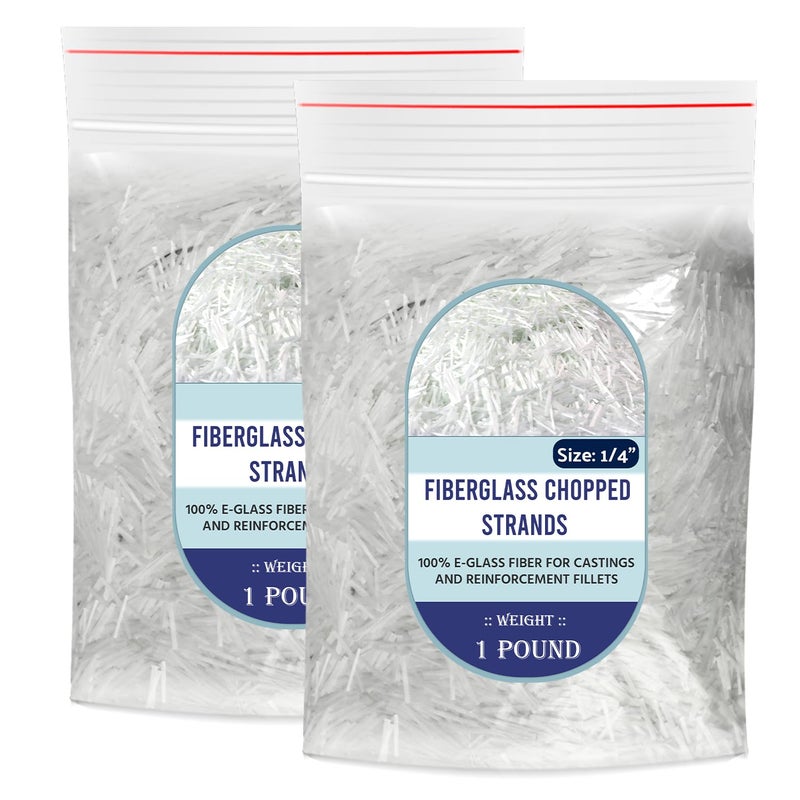 Simond 1/4" Chopped Glass Fiber Strands - 2 Pound - 100% E-Glass Fiber - High Quality Fiberglass Fiber for Filler Reinforcement - Compatible with Epoxy, Vinyl Ester, and Polyester Resin System - Image 1